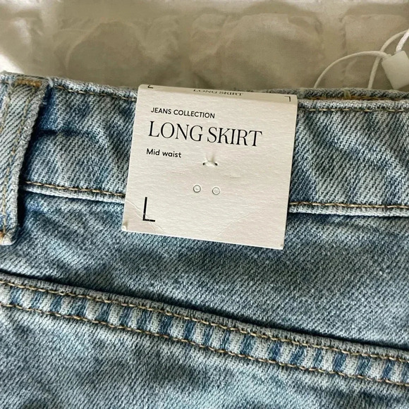 Mango denim open slits raw hem maxi skirt - Picture 7 of 8